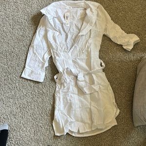 Yamamay white linen shirt dress